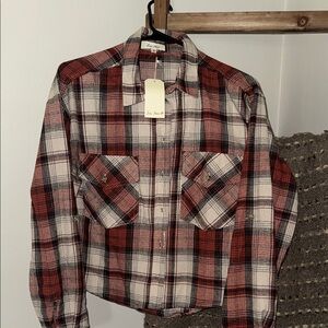 Love Notes Red and Black Plaid Button Down Shirt
